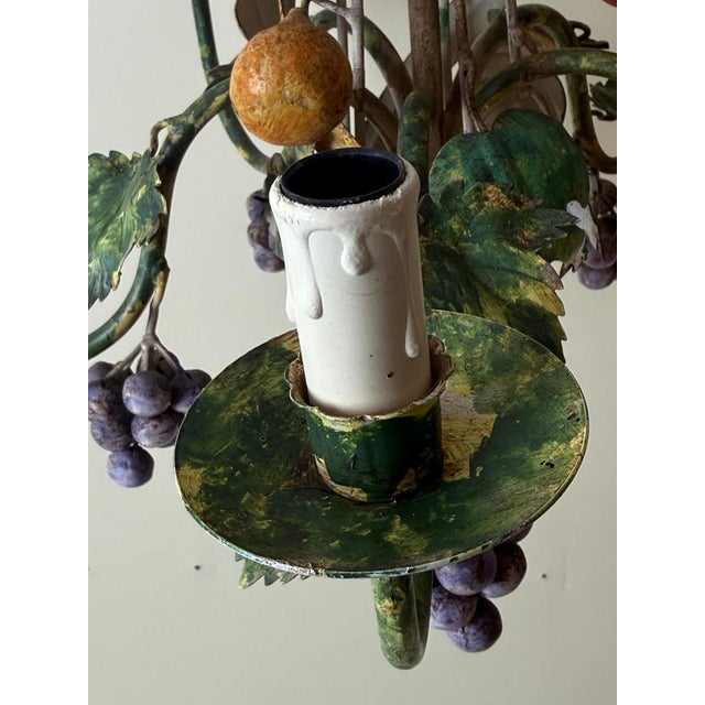 Italian Hand-Painted Fruit and Vine Chandelier with Pomegranates, 1970s For Sale - Image 15 of 16