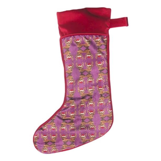 Custom Made Velvet "What the Buck?!" Christmas Stocking, Original For Sale