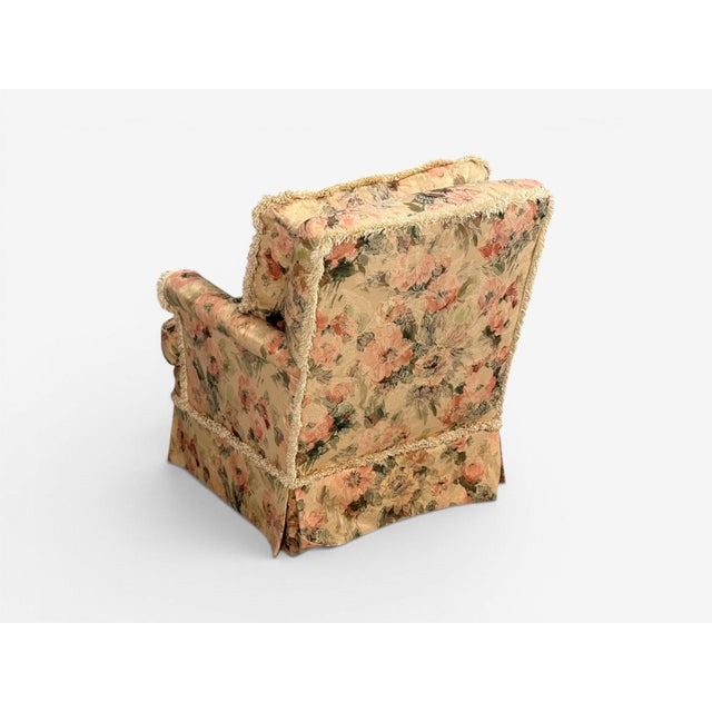 Traditional, Rolled Arm Lounge Chair, Floral Fabric, Wood, Usa, 1980s For Sale - Image 10 of 11