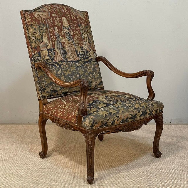 19th Century French Louis XV Style Cluny Tapestry Armchair For Sale In Dallas - Image 6 of 18