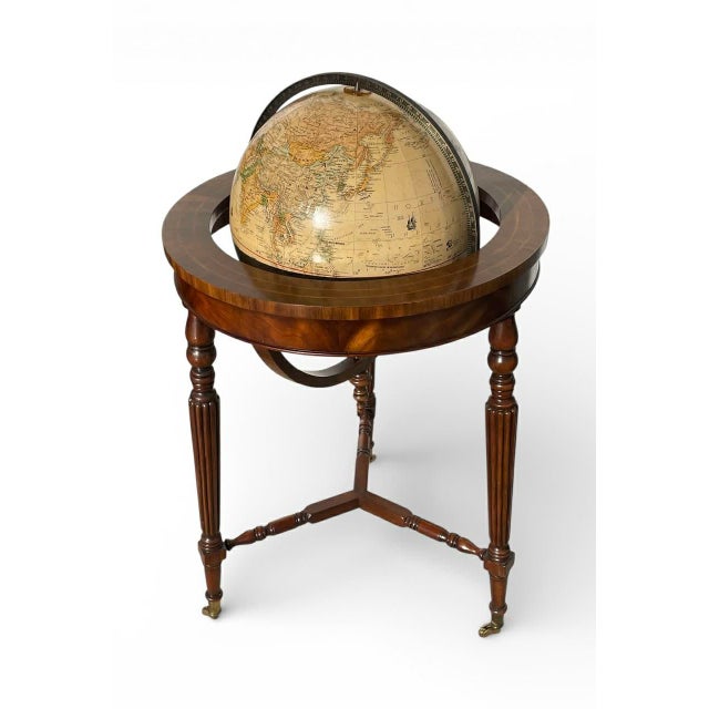 Vintage Maitlan-Smith Replogle 'World Classic Series' 16" Globe on Stand With Brass Caster Wheels For Sale - Image 12 of 14