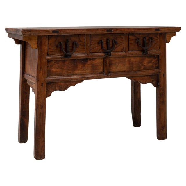 19th Century Chinese Provincial Wooden Console Table With Drawers For Sale - Image 15 of 18