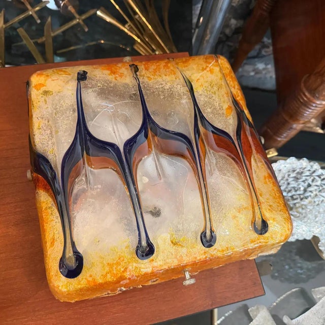 Metal 1960s Mid-Century Modern Orange and Blue Ceiling Light by Nason for Mazzega For Sale - Image 7 of 11