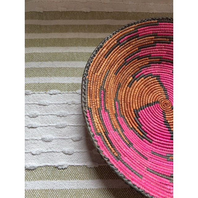 2010s Indego African Geo Plateau Round Woven Basket For Sale - Image 5 of 6