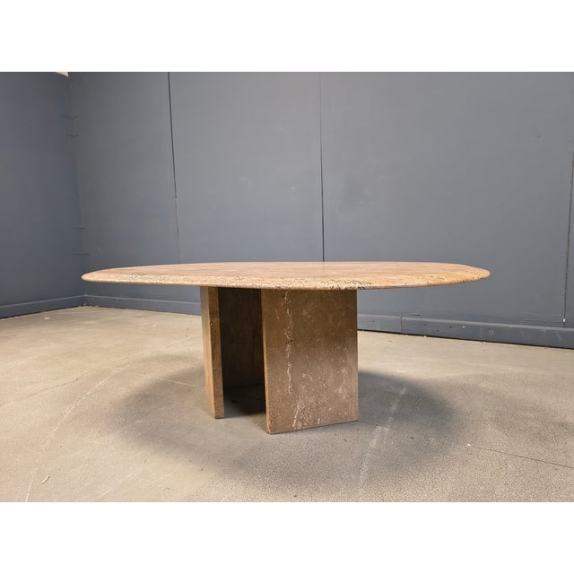 Stone Vintage Oval Travertine Coffee Table, 1970s For Sale - Image 7 of 15