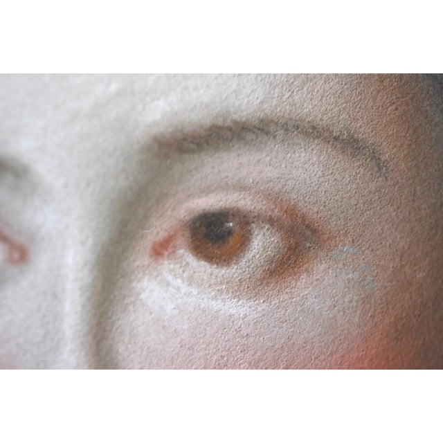 Mid 18th Century C. 1750s French School Pastel Portrait of a Lady in Blue For Sale - Image 5 of 12