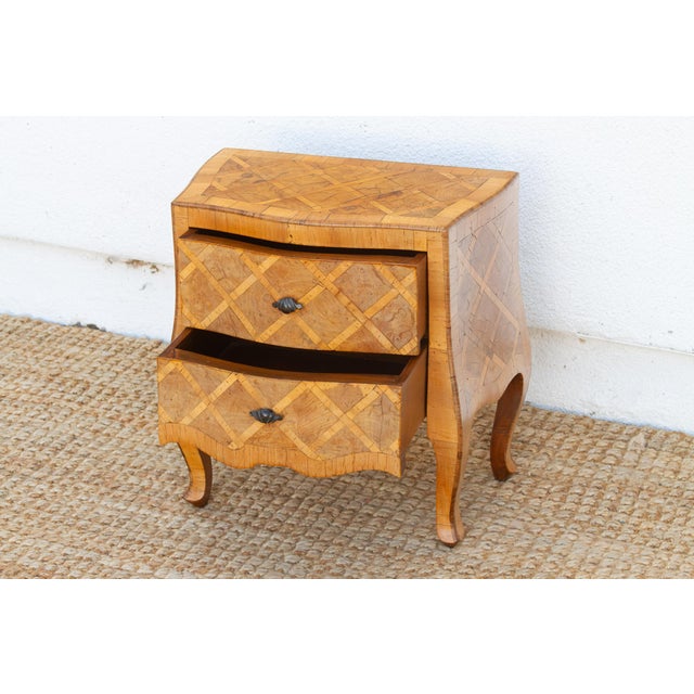 Tan Mid-Century Petite Italian Walnut Nightstand For Sale - Image 8 of 9