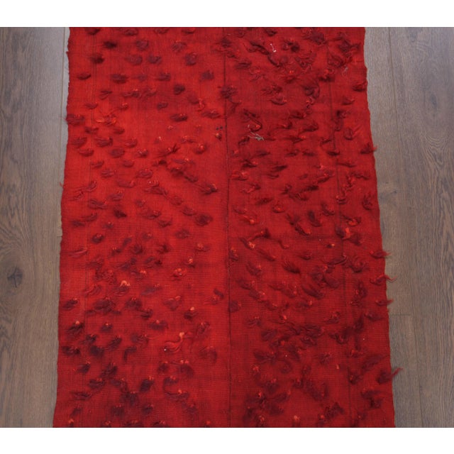 1970s Vintage Turkish Hand-Knotted Wool Cotton Red Kilim Runner Rug For Sale - Image 5 of 9