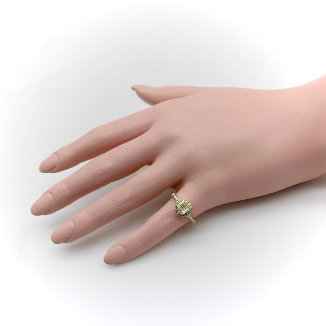 1990s 18k Gold Hexagonal Diamond Hand Engraved Ring, Size 6 For Sale - Image 14 of 15