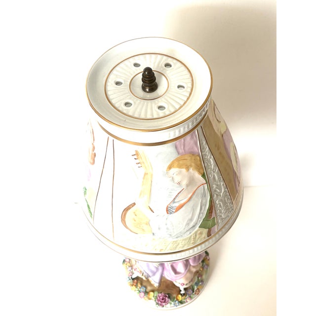 Pink Porcelain Lithophane Table Lamp from PMP Plaue von Schierholz, 1950s For Sale - Image 8 of 18