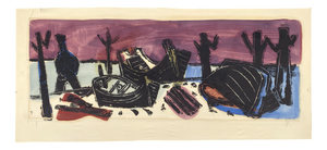 Ulrich Knispel, Am Steg, 1952, Monotype and Gouache on Paper