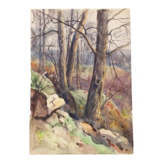 1914 Rocky Hillside Landscape Egbert Cadmus Watercolor Painting For Sale