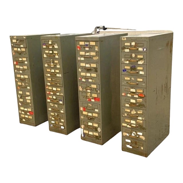 Vintage Columbia Steel Equip Gray Metal 10 Drawer Industrial File Cabinet (A) For Sale