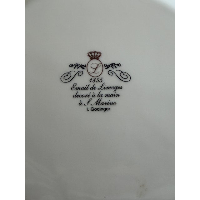 Traditional Vintage I. Godinger 1855 Email De Limoges Leopard Safari Cabinet Plate by Fiorilli For Sale - Image 3 of 12