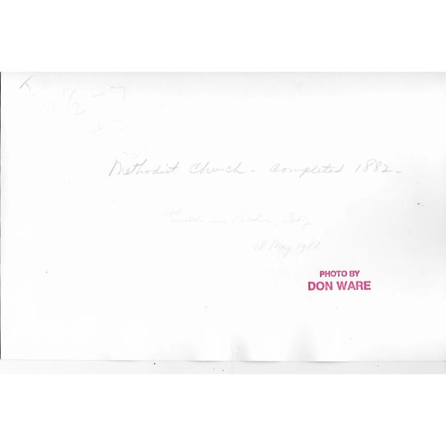 1988 black and white photograph by Los Angeles photographer Don Ware (1921-2006) of a church in the gold mining ghost town...