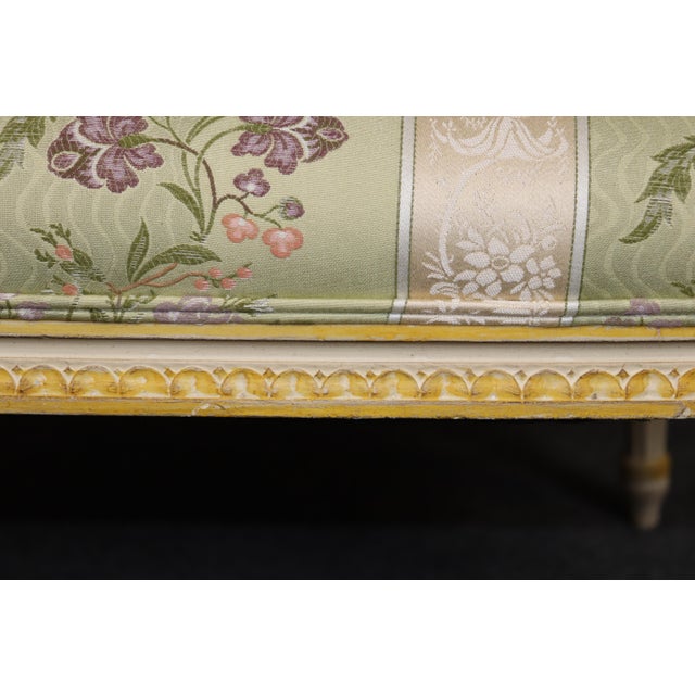 French Louis XVI Style Paint Decorated Settee For Sale - Image 10 of 13