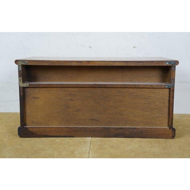 1960s Mele Japan Quartersawn Oak 7 Drawer Apothecary Jewelry Trinket Storage Box Chest For Sale - Image 12 of 13