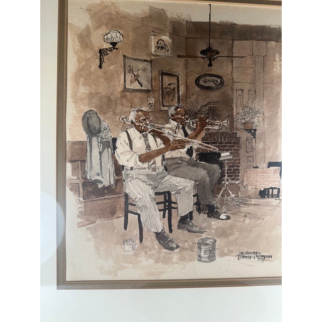 Mid-Century Original Watercolor Jazz Musicians, Signed For Sale - Image 11 of 11