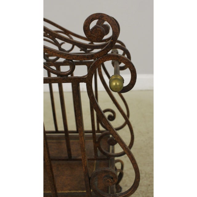 Brown Wrought Iron & Leather Wrapped Magazine Rack For Sale - Image 8 of 13