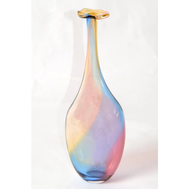 Fidji Collection Mid-Century Modern long neck bottle, art glass weed vase designed by Kjell Engman for Kosta Boda made in...