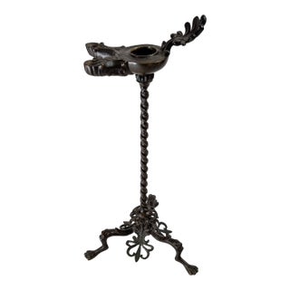 19th Century or Earlier Italian Grand Tour Roman Paduan Revival Bronze Oil Lamp For Sale