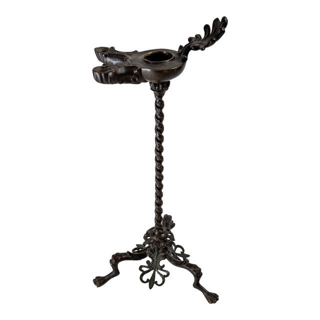 19th Century or Earlier Italian Grand Tour Roman Paduan Revival Bronze Oil Lamp For Sale