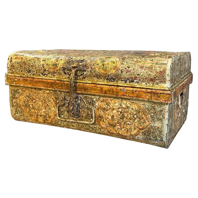 Mid 19th Century Antique Metal painted box For Sale - Image 5 of 12