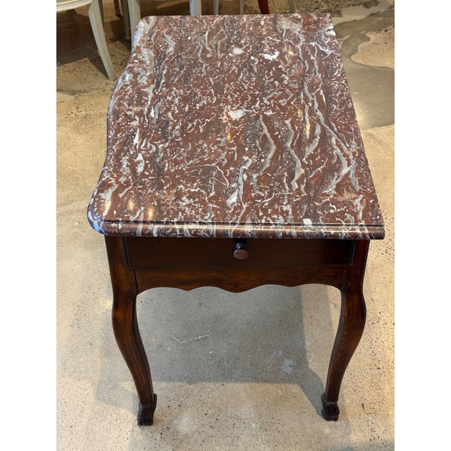 19th Century French Walnut Marble Top Console For Sale - Image 12 of 13
