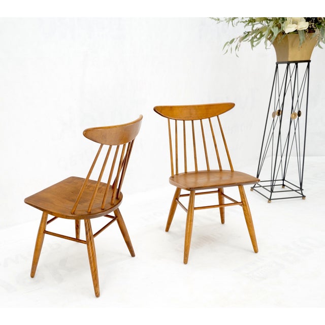 Pair of Mid-Century Modern Solid Maple Conant Ball Russel Right Sid Chairs Mint! For Sale - Image 9 of 16