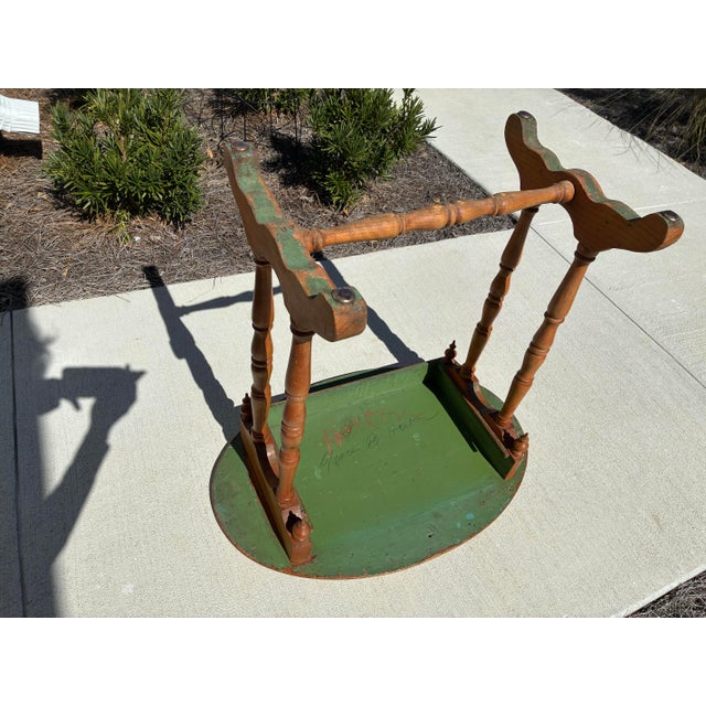 Late 19th Century Late 19th Century Grover B. Horton Country Pine Oval Side Table With Turned Spindle Legs & Drop Finials For Sale - Image 5 of 12