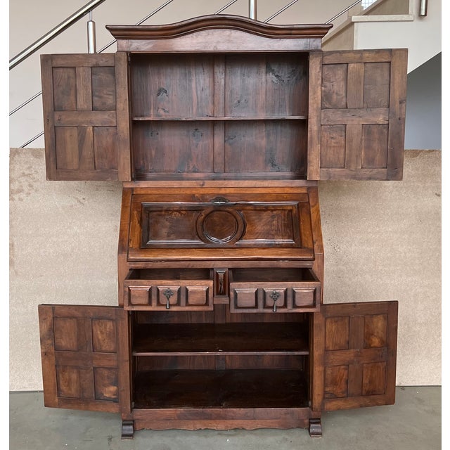 Late 19th Century Late 19th Century Spanish Walnut Bureau Bookcase ‘Secretaire’ For Sale - Image 5 of 13