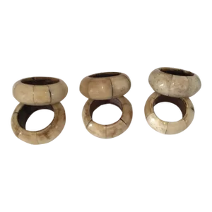 Vintage Faux Bone Soapstone Napkin Rings Soap Stone - Set of 6
