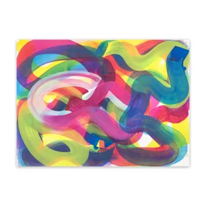 Contemporary Abstract Gouache on Fabriano Paper Painting "Squirm 16" by Leon Phillips