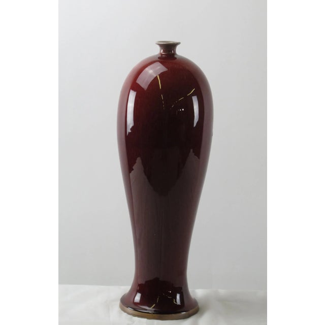 Contemporary Tall Jun Oxblood Red Porcelain Vase For Sale - Image 3 of 5