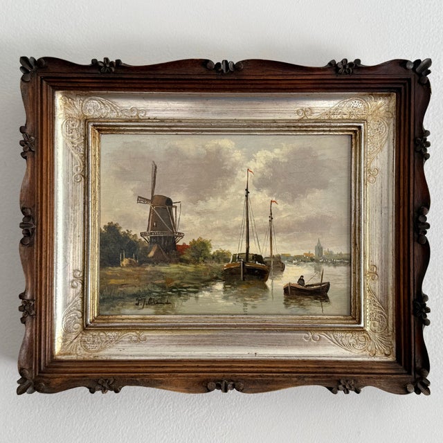 Antique Original Oil Painting, Framed signed by artist, P.J. Arent For Sale - Image 9 of 9