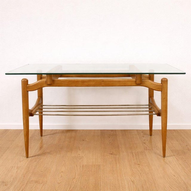 Wood Mid-Century Modern Wood and Glass Coffee Table, Spain, 1950s For Sale - Image 7 of 7