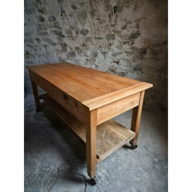 Antique Cherry Wood Kitchen Island Work Table with Drawers, 1890s For Sale - Image 5 of 18