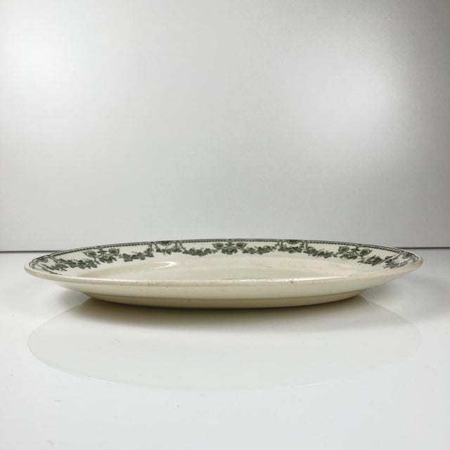 Oval Dish Champagne Model in Green from Badonviller, 1920s For Sale - Image 3 of 8