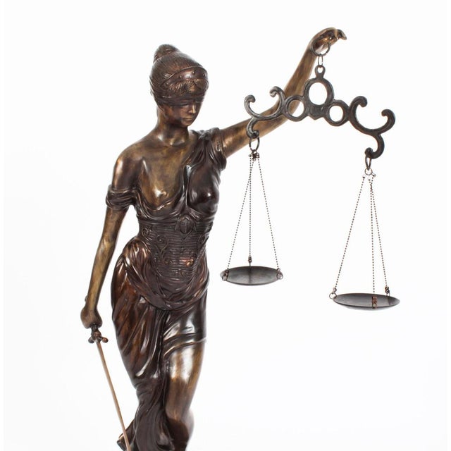 4ft Lady Justice Statue, 20th Century, Bronze For Sale - Image 3 of 18