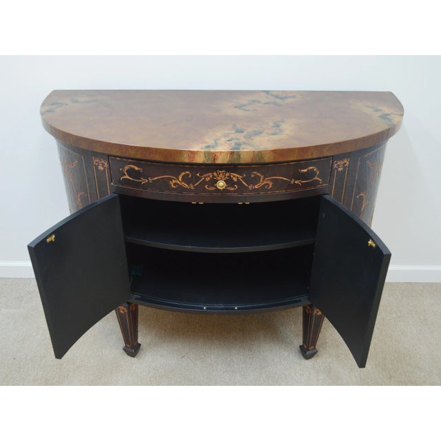 Black Maitland Smith Demilune Commode Server Buffet For Sale - Image 8 of 13