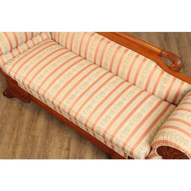 Antique American Empire Style Carved Mahogany Sofa For Sale - Image 11 of 12