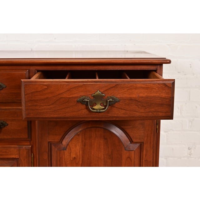 Wood Ethan Allen American Colonial Solid Cherry Wood Sideboard Credenza, Circa 1970s For Sale - Image 7 of 15