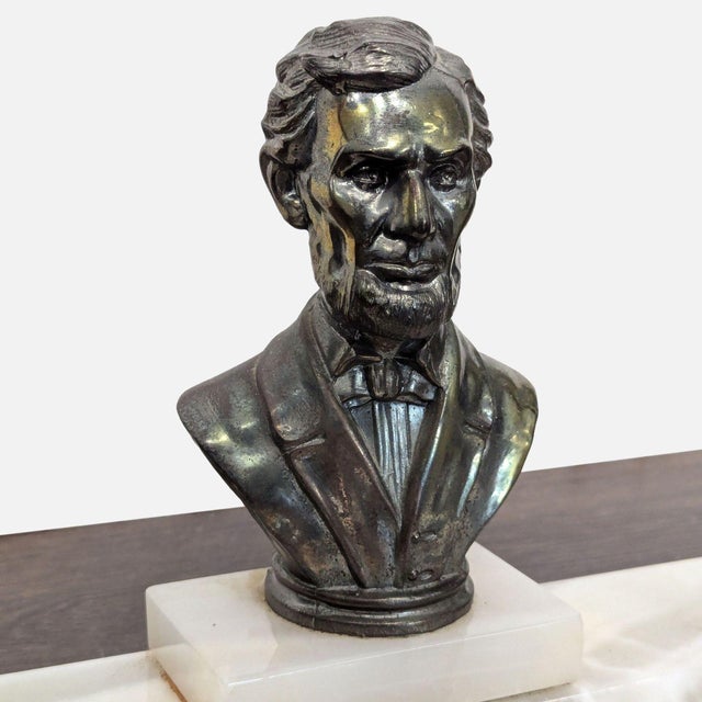 Stone Vintage Marble Pen Set With Lincoln Bust For Sale - Image 7 of 9