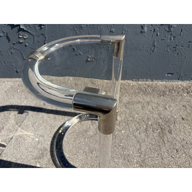Plastic 1980s mall Lucite Side Table For Sale - Image 7 of 8