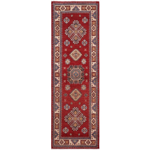 Tribal Super Kazak Red/Beige Wool Runner Rug- 2'9'' X 7'10'' For Sale - Image 10 of 10