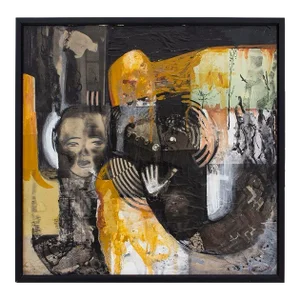 Framed Mixed Media Collage by Sylvia Krissoff, 32x32