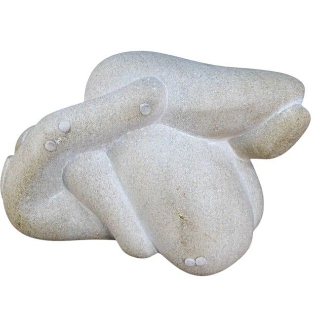 Abstract Vintage Abstract Carved Stone Sculpture Reclining Woman Modernist For Sale - Image 3 of 6