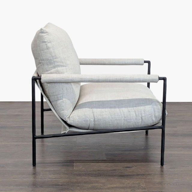 Crate & Barrel Crate and Barrel Valle Modern Lounge Chair With Black Metal Frame For Sale - Image 4 of 9