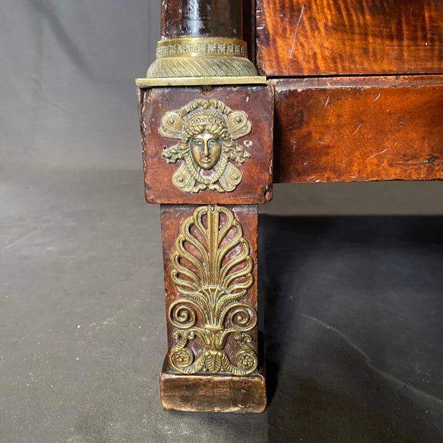 French 19th Century Empire Petite Walnut Commode With Marble Top For Sale - Image 4 of 12