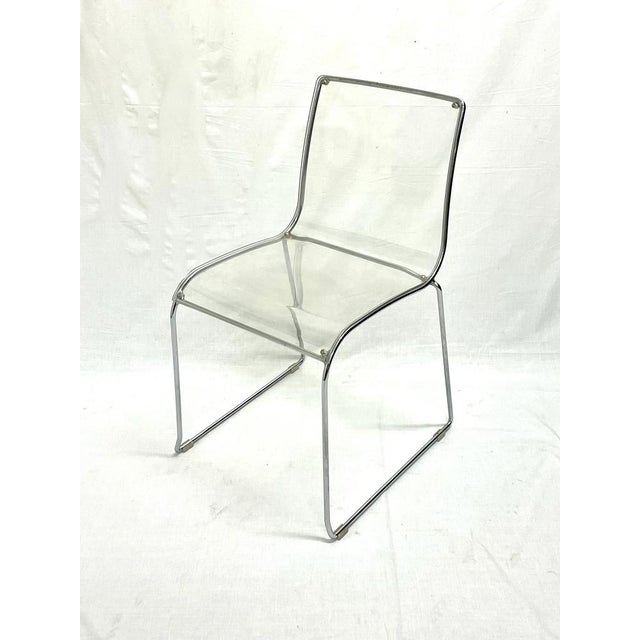 Vintage Acrylic Glass Chairs by Calligaris, Italy, 1980, Set of 4 For Sale - Image 4 of 5